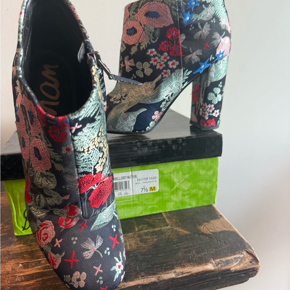 Sam Edelman Embroidered Ankle Booties